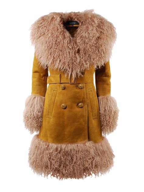 gucci shearling wool jacket womens with fur collar|net a porter Gucci coats.